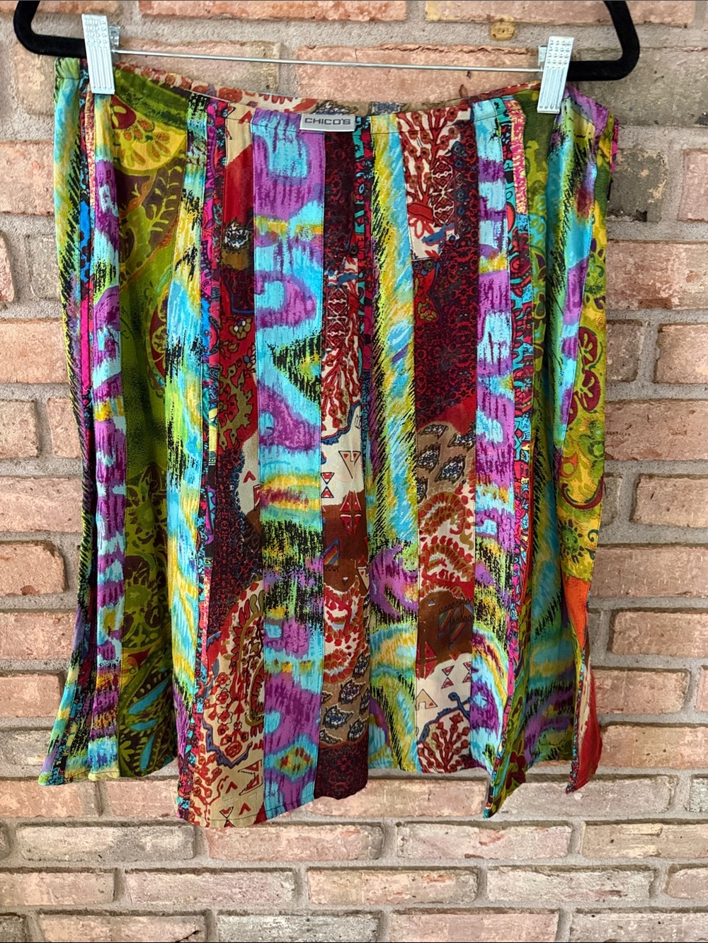 Chico's Bright Multicolor Patterned Skirt